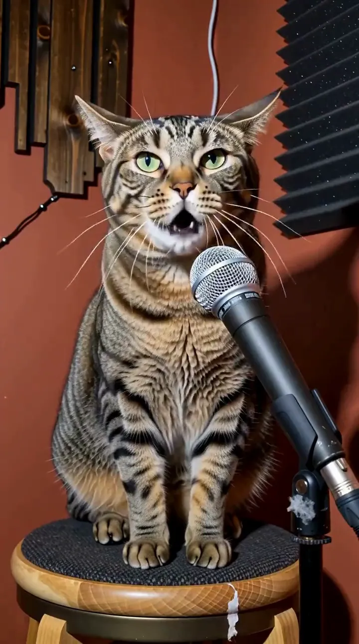 The cat who runs the house — A solo verse from one pet photo. Frame from a real Raploom video.